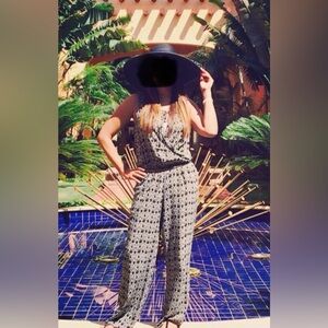 Max Studio Monochrome Patterned Jumpsuit